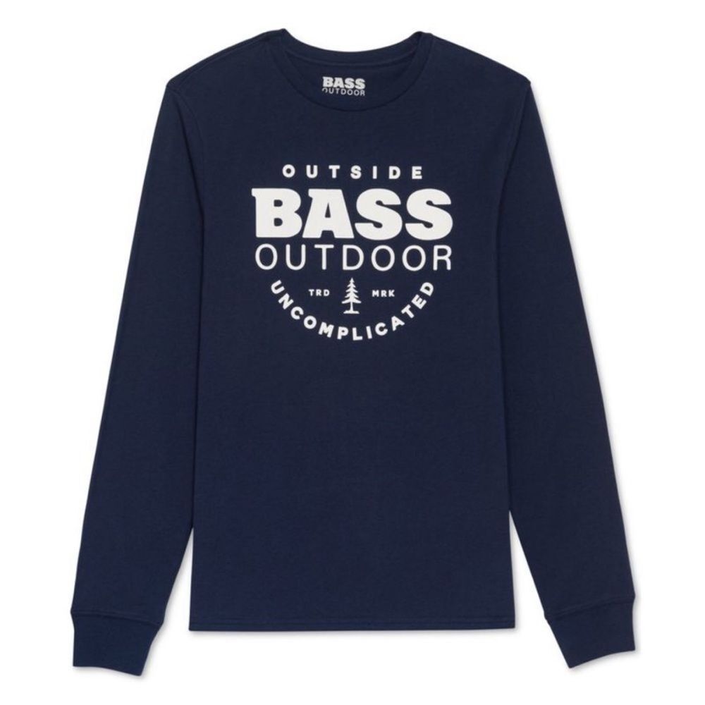 New Bass Outdoor Men's Uncomplicated Long Sleeve Logo T-Shirt Blue Size M